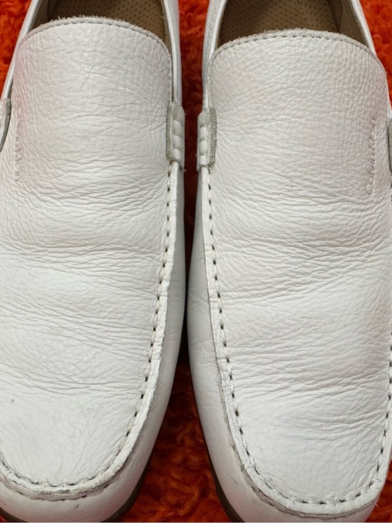 CALVIN KLEIN WHITE LEATHER WINSTON LOAFERS SUMMER SHOES WEDDING SZ 9.5